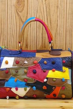 New Boutique Polychrome Calf Leather patchwork Tote Handbag
