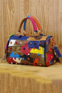 New Boutique Polychrome Calf Leather patchwork Tote Handbag