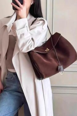 New Boutique Red Versatile Suede Satchel Handbag