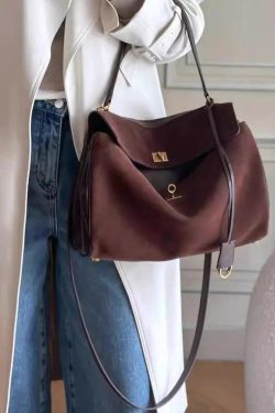 New Boutique Red Versatile Suede Satchel Handbag