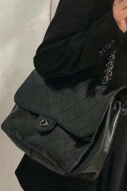 New Brown Large Capacity Faux Leather Chain Linked Satchel Handbag