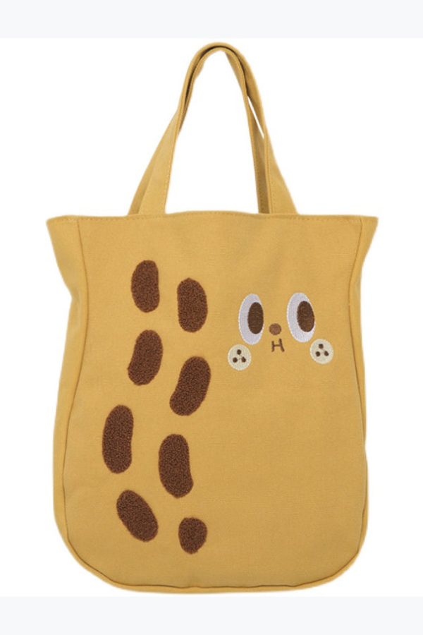 New Cartoon Embroidered Drawstring Canvas Large Capacity Shoulder Bag