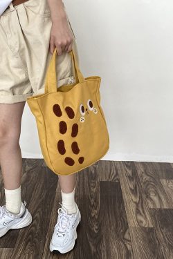 New Cartoon Embroidered Drawstring Canvas Large Capacity Shoulder Bag