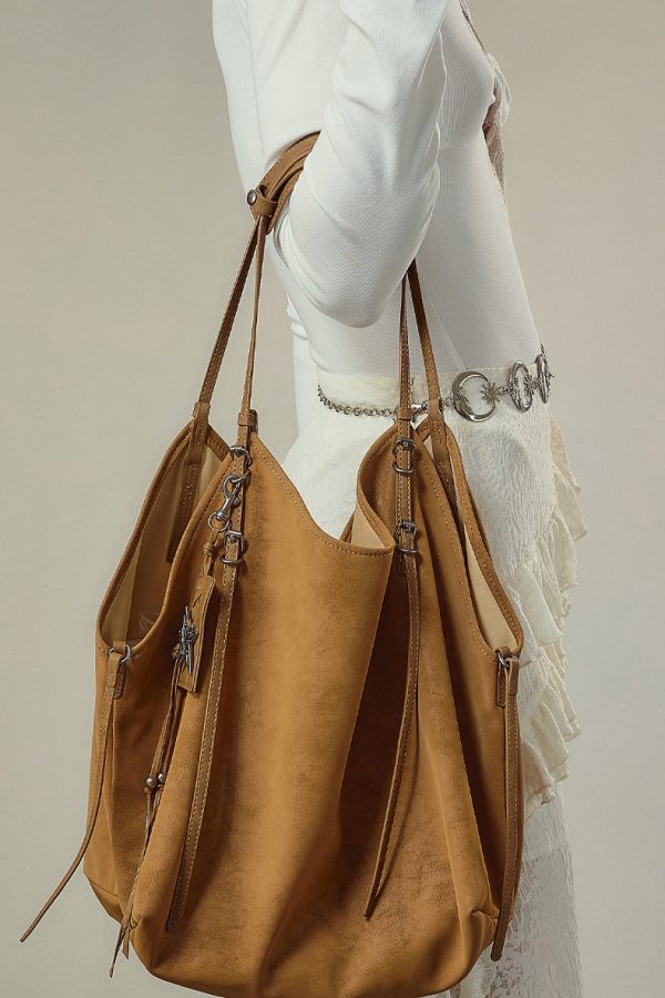 New Casual Brown Large Capacity Faux Leather Satchel Handbag