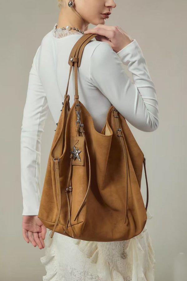 New Casual Brown Large Capacity Faux Leather Satchel Handbag