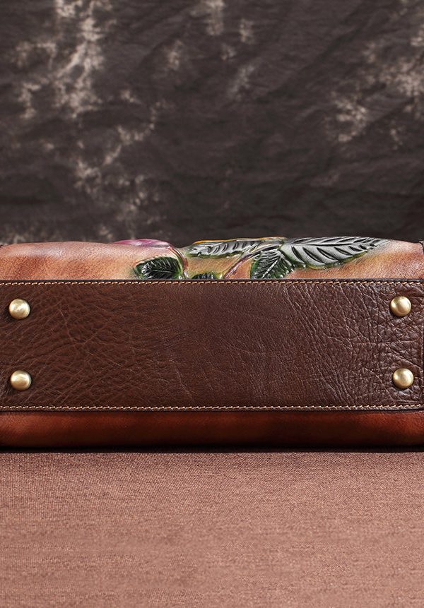 New Casual Coffee Embossed Calf Leather Tote Messenger Bag