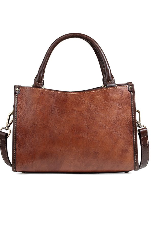 New Casual Coffee Embossed Calf Leather Tote Messenger Bag