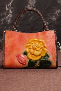 New Casual Coffee Embossed Calf Leather Tote Messenger Bag