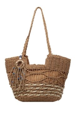 New Casual Khaki Versatile Grass Woven Shoulder Bag