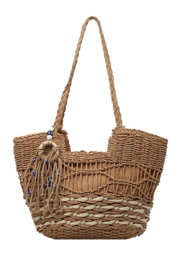 New Casual Khaki Versatile Grass Woven Shoulder Bag
