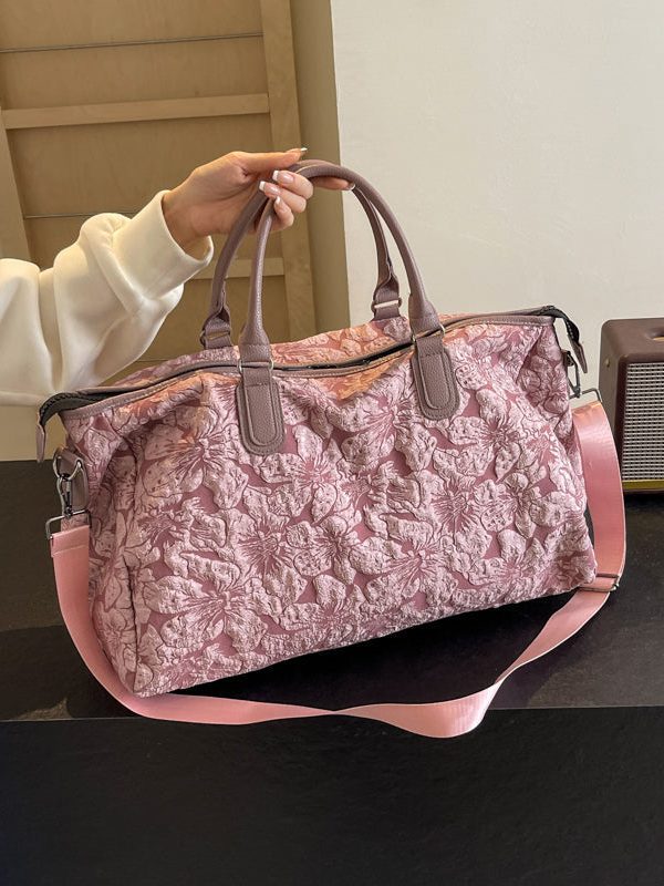 New Chinese Style Pink Embroidered Large Capacity Crossbody Bag