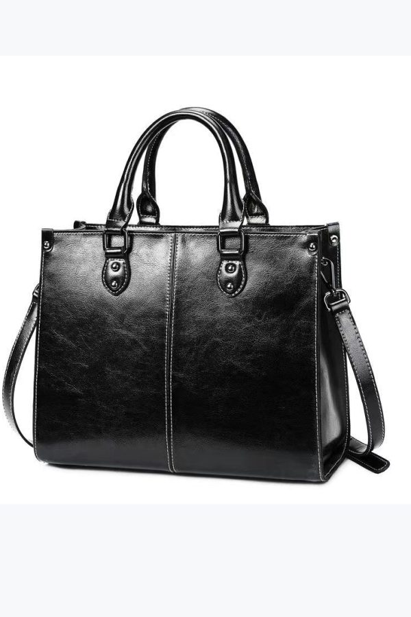New Coffee Versatile European And American Cowhide Handbag