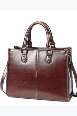 New Coffee Versatile European And American Cowhide Handbag