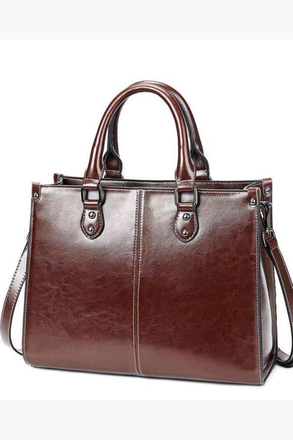 New Coffee Versatile European And American Cowhide Handbag