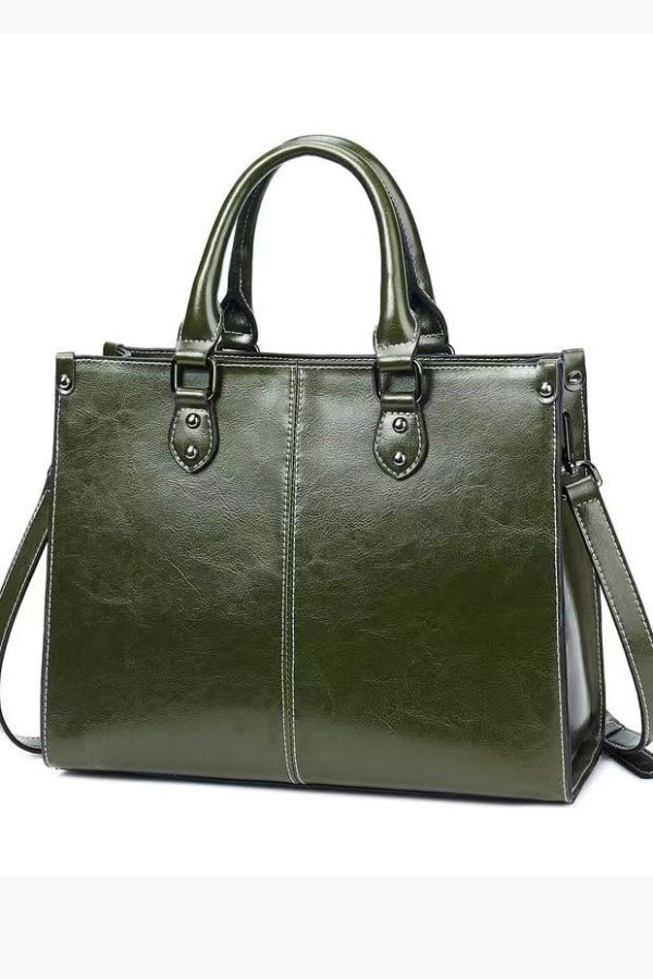 New Coffee Versatile European And American Cowhide Handbag