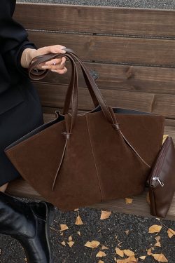 New European And American Brown Suede Large Capacity Shoulder Bag