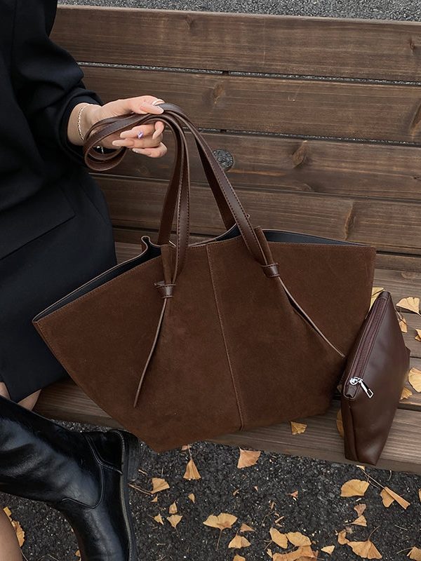 New European And American Brown Suede Large Capacity Shoulder Bag