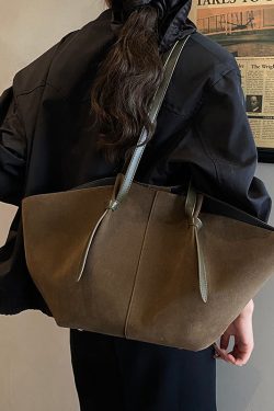 New European And American Brown Suede Large Capacity Shoulder Bag