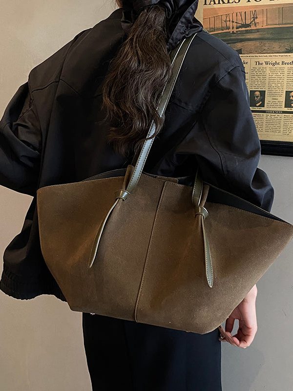 New European And American Brown Suede Large Capacity Shoulder Bag