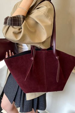 New European And American Brown Suede Large Capacity Shoulder Bag