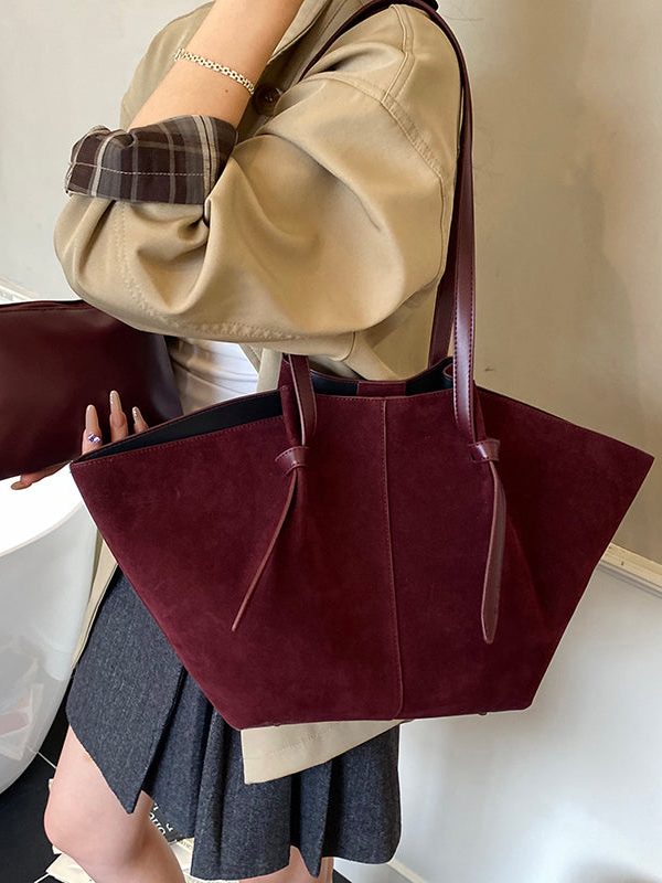 New European And American Brown Suede Large Capacity Shoulder Bag