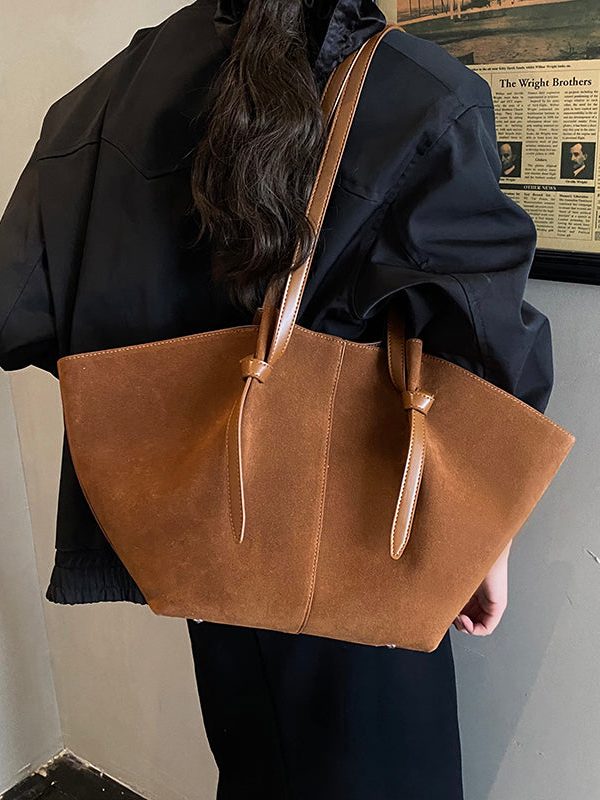 New European And American Brown Suede Large Capacity Shoulder Bag