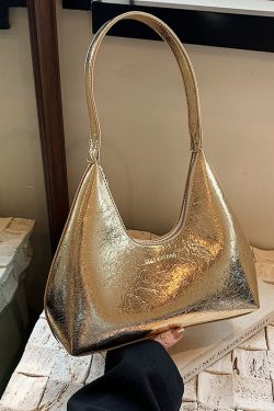 New European And American Gold High Capacity Glossy Handbag