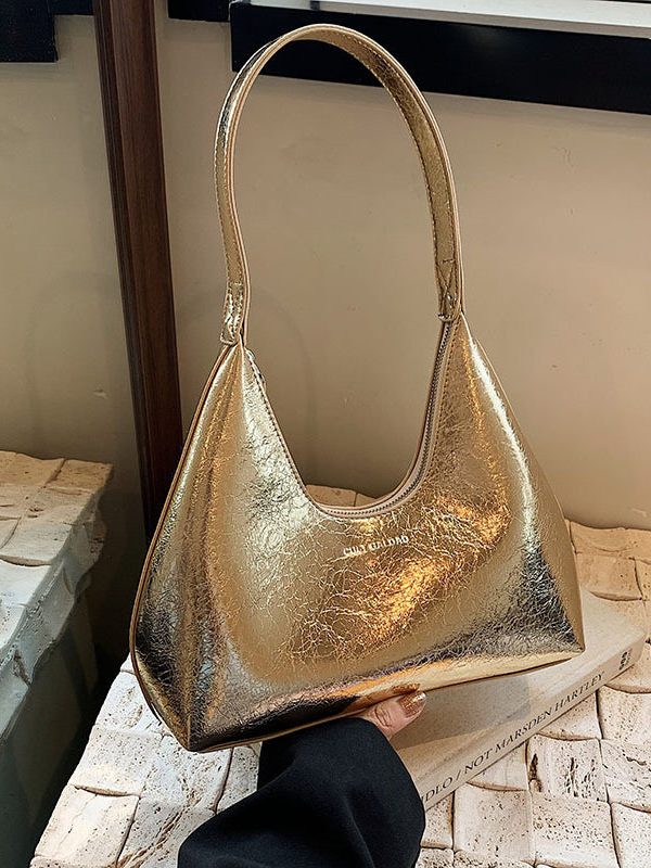 New European And American Gold High Capacity Glossy Handbag