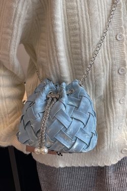 New Fashionable Black Cotton Bucket Shoulder Crossbody Bag