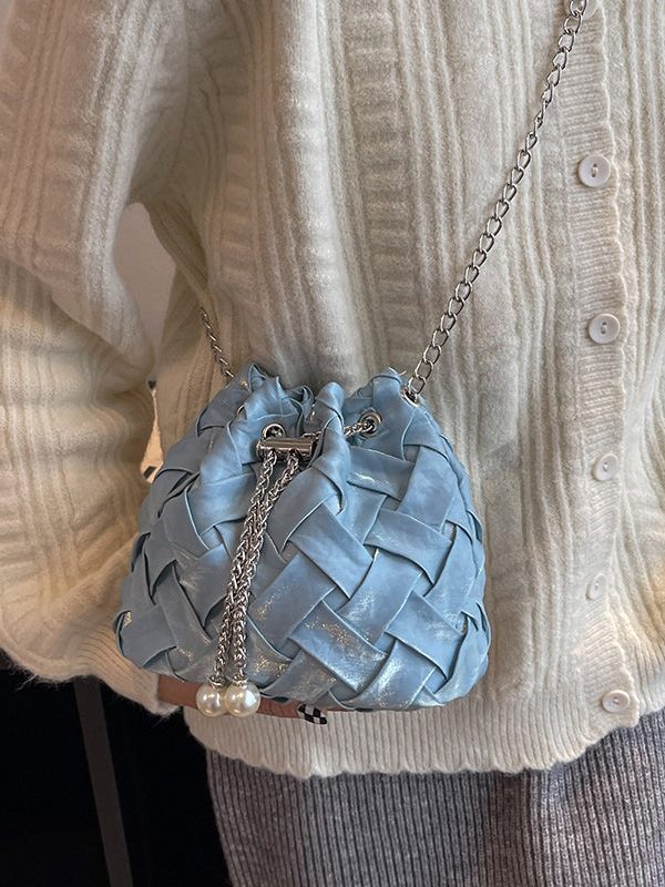 New Fashionable Black Cotton Bucket Shoulder Crossbody Bag