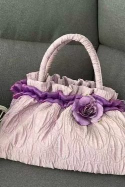 New Gold Versatile Wrinkled Flower Tote Handbag