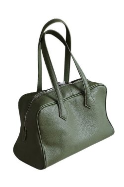New Green Large Capacity Durable Calf Leather Tote Bag