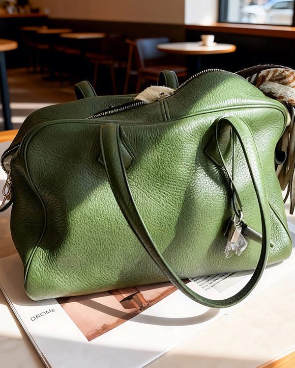 New Green Large Capacity Durable Calf Leather Tote Bag