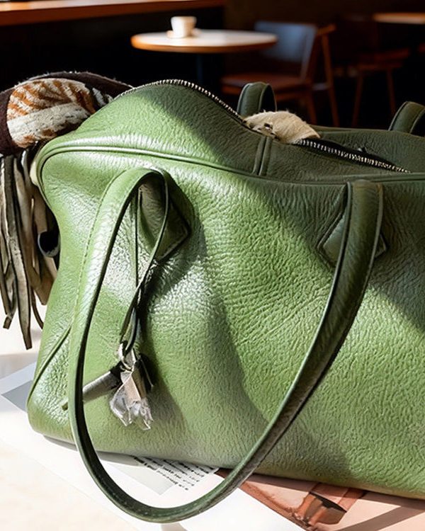 New Green Large Capacity Durable Calf Leather Tote Bag
