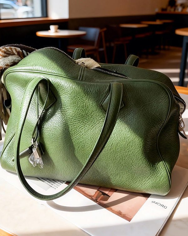 New Green Large Capacity Durable Calf Leather Tote Bag