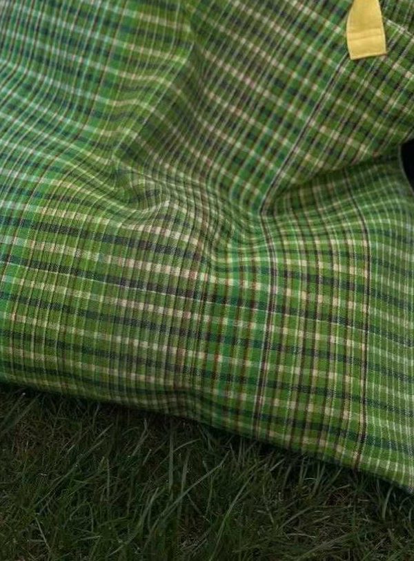 New Green Plaid Large Capacity Canvas Tote Handbag