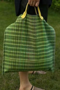 New Green Plaid Large Capacity Canvas Tote Handbag