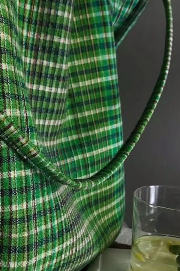 New Green Plaid Large Capacity Canvas Tote Handbag