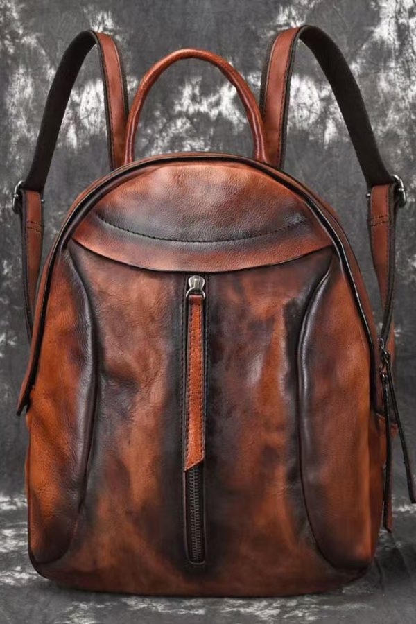 New Handmade Red Casual Calf Leather Backpack Bag