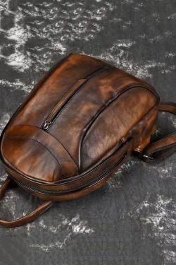 New Handmade Red Casual Calf Leather Backpack Bag
