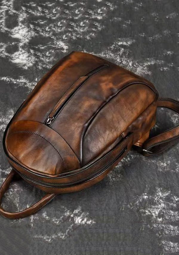 New Handmade Red Casual Calf Leather Backpack Bag