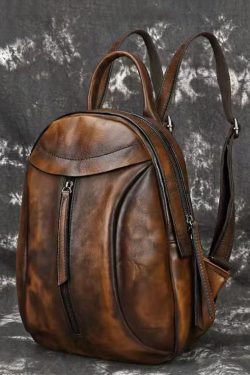 New Handmade Red Casual Calf Leather Backpack Bag