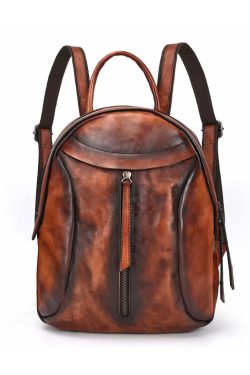 New Handmade Red Casual Calf Leather Backpack Bag
