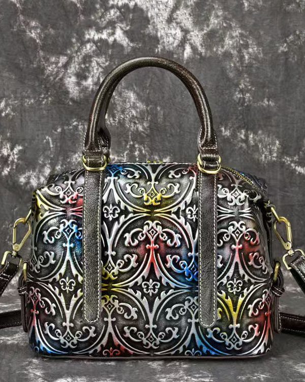 New Handmade Vintage Silver Embossed Crossbody Bag