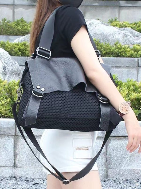 New High-Capacity Casual Black Messenger Bag