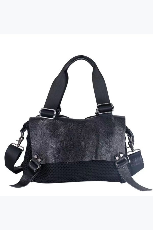 New High-Capacity Casual Black Messenger Bag