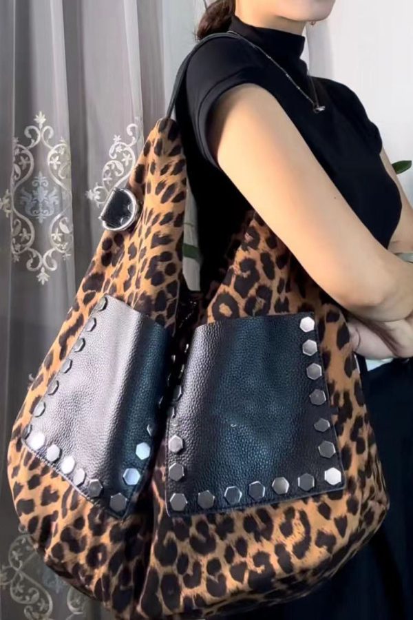 New Leopard Large Capacity Pockets Satchel Bag Handbag