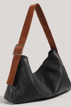 New Retro Black Large Capacity  Solid Durable Faux Leather Messenger Bag