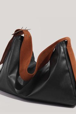 New Retro Black Large Capacity  Solid Durable Faux Leather Messenger Bag