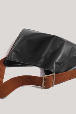 New Retro Black Large Capacity  Solid Durable Faux Leather Messenger Bag